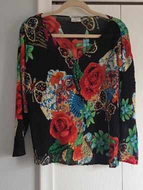 Alberto Makali V-neck Crinkle Top XL